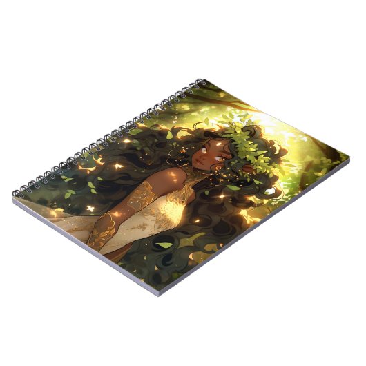 Forest Elf Afro-Amerikaanse Black Fantasy Art Notitieboek (Linkerzijde)