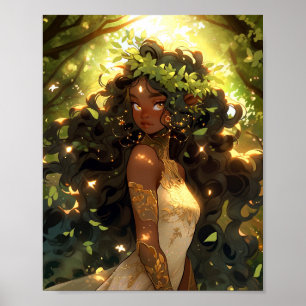 Forest Elf Afro-Amerikaanse Black Fantasy Art Poster