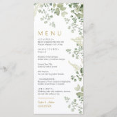 Forest Eucalyptus Green Menu Mariage Feuille (Devant)