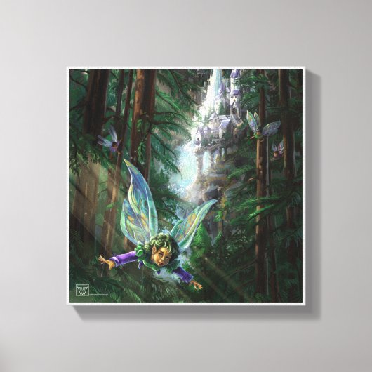 Forest Fairies en Waterfall Castle Canvas Afdruk (Voorkant)