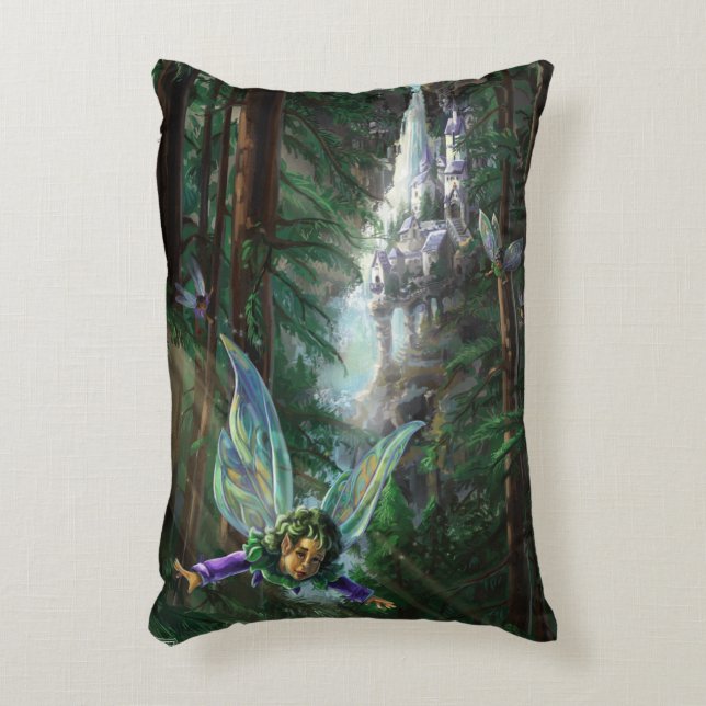 Forest Fairies en Waterfall Castle Decoratief Kussen (Voorkant(Verticaal))