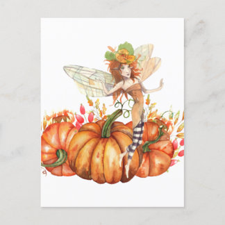 Forest Fairy & Autumn Pumpkin Bouquet Briefkaart