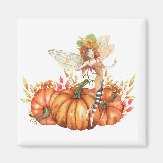 Forest Fairy & Autumn Pumpkin Bouquet Magneet (Voorkant)