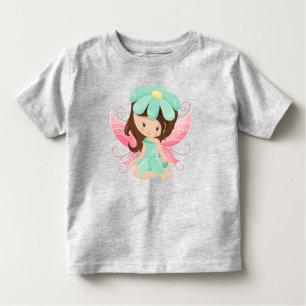 Forest Fairy, Cute Fairy, Brown Hair, Flowers Kinder Shirts