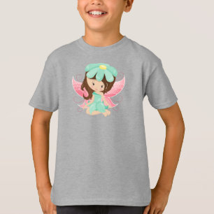 Forest Fairy, Cute Fairy, Brown Hair, Flowers T-shirt