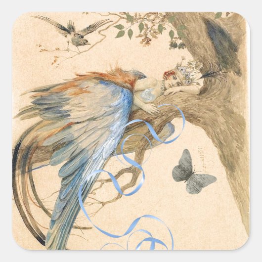 Forest Fairy Vierkante Sticker (Voorkant)