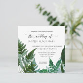 Forest Fern Foliage Waterverf Wedding | Vierkant Kaart (Staand voorkant)