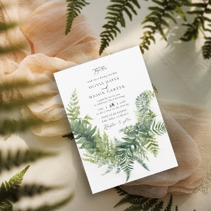 Forest Fern Mountain Woodland Chic Elegant Huwelij Kaart