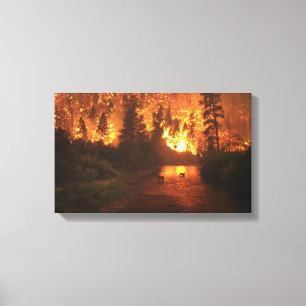 Forest Fire-Deer Canvas Afdruk