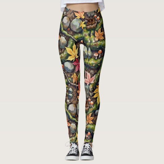 Forest Floor Seamless Pattern Leggings (Voorkant)