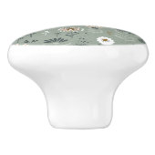 Forest Floral Sage Green Keramische Knop (Zijkant)