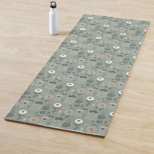 Forest Floral Sage Green Yogamat (In situ)