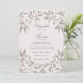 Forest Foliage Lijst Roze Modern Classic Wedding Kaart (Staand voorkant)