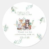 Forest Friends eerste verjaardag Ronde Sticker (Voorkant)