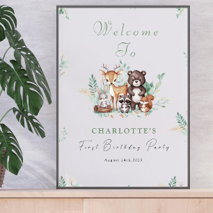Forest Friends eerste verjaardagswelkomstbord Poster