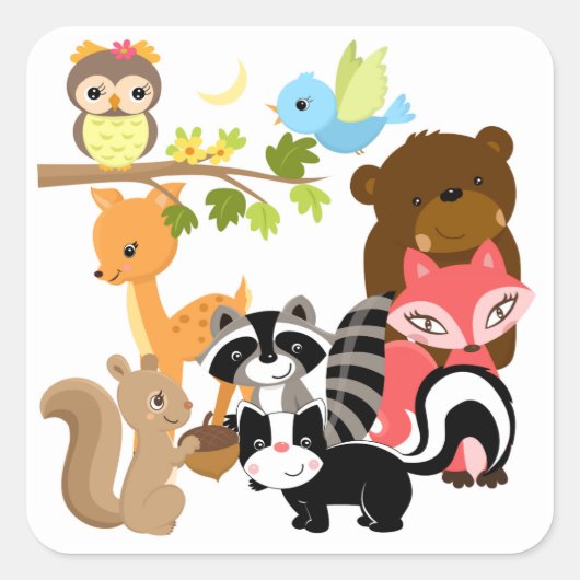 Forest Friends Vierkante Sticker (Voorkant)
