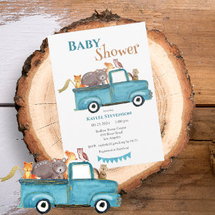 Forest Friends Waterverf Blue Baby shower Kaart