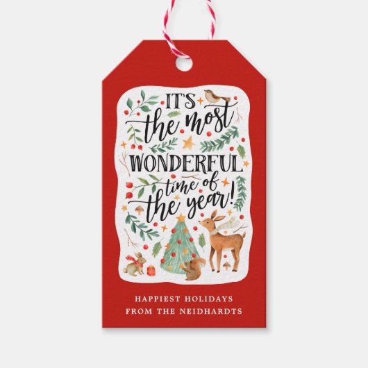 Forest Friends | wit | Vakantie Cadeaulabel (Voorkant)