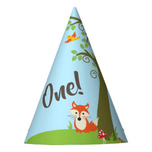 Forest Friends Woodland Cute 1st Birthday Party Feesthoedjes