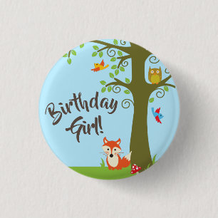Forest Friends Woodland Cute 1st Birthday Party Ronde Button 3,2 Cm