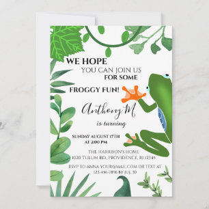 Forest Frog 1e verjaardagsfeestuitnodiging Kaart
