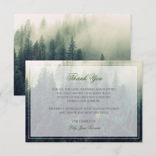 Forest Funeral Bedankt Memorial Keepomwille (Voorkant / Achterkant)