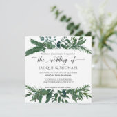 Forest gebladerte krans Waterverf bruiloft | Vierk Kaart (Staand voorkant)