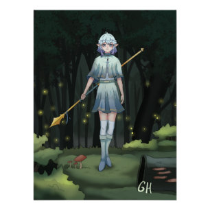 Forest girl, elf, anime poster perfect poster