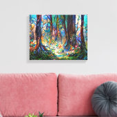 Forest Glas in lood Style Stretted Canvas Afdruk (Insitu (Woonkamer))
