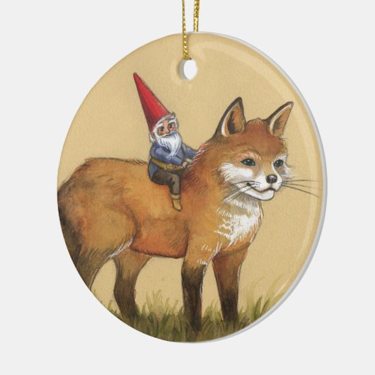 Forest Gnome en Red Fox Keramisch Ornament (Links)