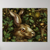 Forest Gold Bunny Animal | Gold Bunny Wall Print (Voorkant)