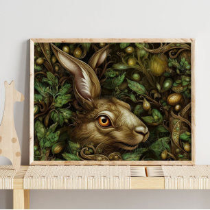 Forest Gold Bunny Animal Gold Bunny Wall Print