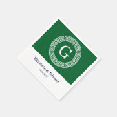 Forest Gr WhGreek Key Rnd Lijst Initiaal Monogram Servetten (Hoek)