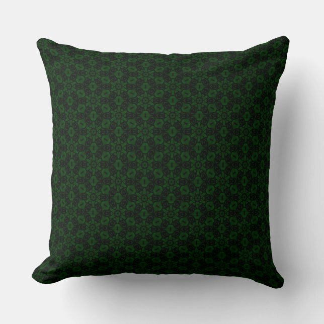 Forest Green Abstract Floral Pattern Sierkussen (Voorkant)