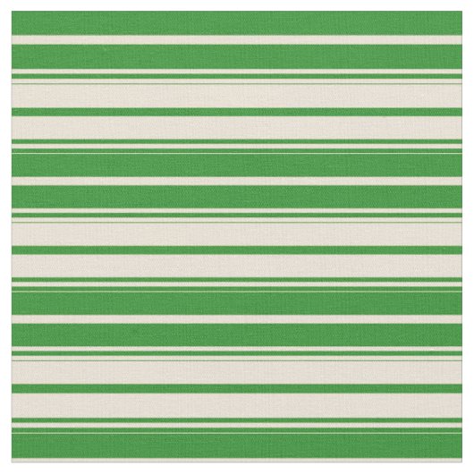 Forest Green and Bisque Lined/Striped Pattern Stof (Close Up)