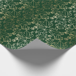 Forest Green and Gold Ivy Leaf Floral Pattern Cadeaupapier