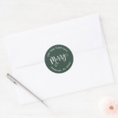Forest Green and White Merry Script Kerstmis Ronde Sticker (Envelop)