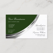 Forest Green and White Silver Decor met Monogram Visitekaartje (Achterkant)