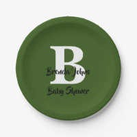 Forest Green Baby shower Monogram Oerwoud Thema