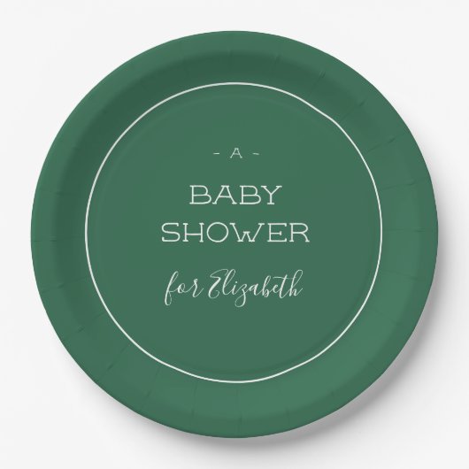 Forest Green Baby shower Papieren Bordje (Voorkant)