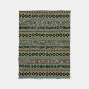 Forest Green Boho Aztec Pattern Fleece Deken