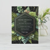 Forest Green Botanical Romance Wedding Kaart (Staand voorkant)