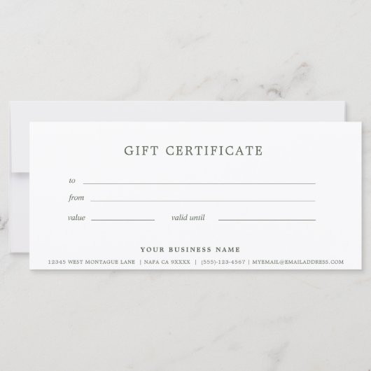 Forest Green Business Cadeaubon Elegant (Achterkant)