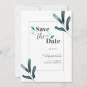 Forest Green Calligraphy Eucalyptus Bewaar de datu Kaart (Voorkant)