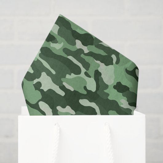 Forest Green Camouflage Tissuepapier (Cadeauzakje)