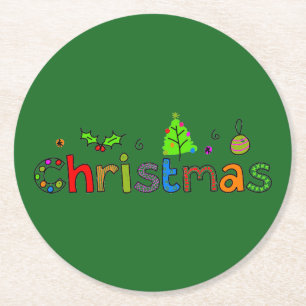 Forest Green Christmas Ronde Kartonnen Onderzetter