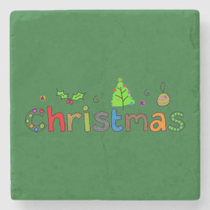 Forest Green Christmas Stenen Onderzetter