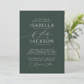 Forest Green Classic Calligrafie Chic Wedding Kaart (Staand voorkant)