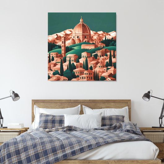 Forest Green & Copper Italië Kunstnijverheid Canvas Afdruk (Insitu (Slaapkamer))