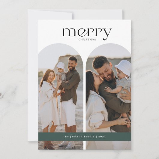 Forest Green dubbele boog foto Feestdagenkaart (Voorkant)